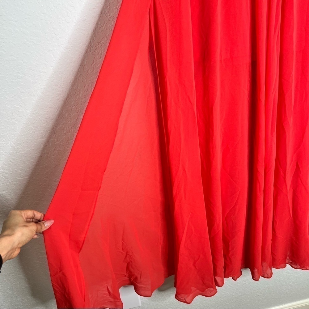 Bebe Maxi Skirt Women’s XS Dress Red Plated Side Slits Pleated Lined Mini B27 - Picture 3 of 10